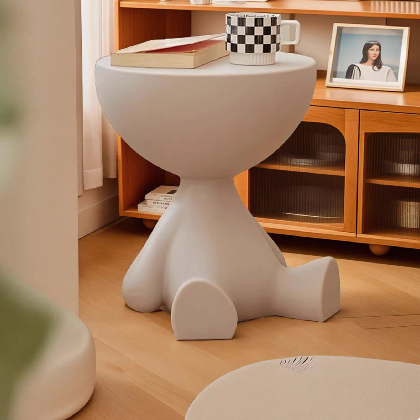 Wedyvko Coffee Table - Modern Round Matte Side Table with Small Storage Rack - Image 8