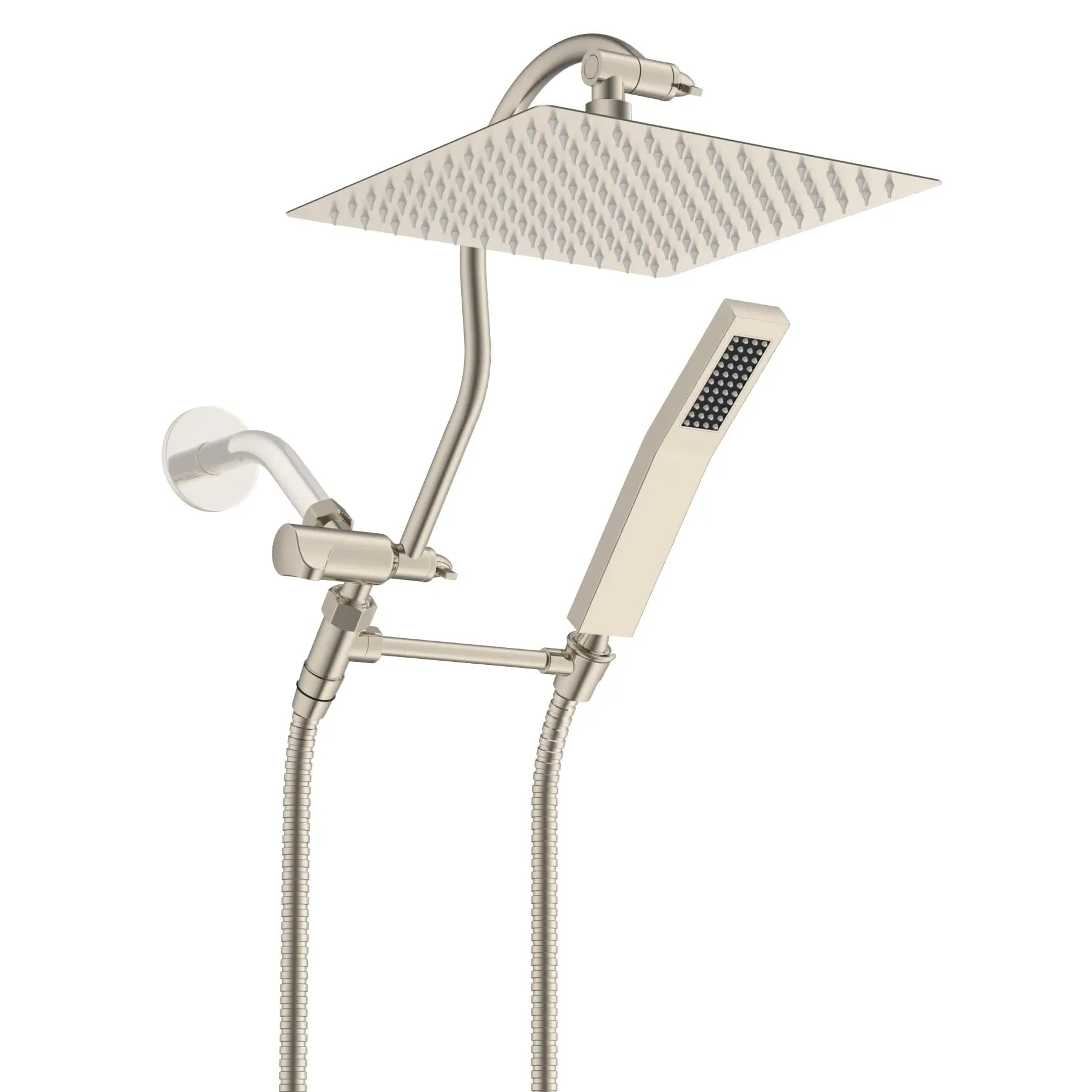 10" All Metal High Pressure Rainfall Shower Head, Handheld Wand & 71" Hose - Image 8