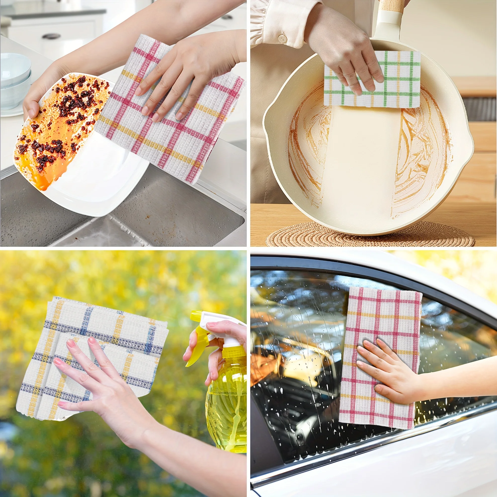 12pcs Soft Absorbent Dish Cloths, Reusable & Durable Kitchen Towels - Image 5