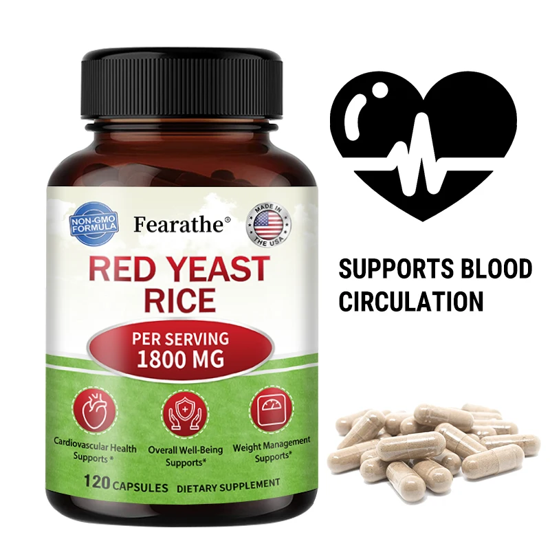Red Yeast Rice Supplement 1800 mg – Antioxidants for Heart Health & Circulation