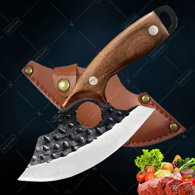 Hand Forged Mini Boning Knife 4.9" Stainless Steel – Small Kitchen Slicing Knife with Sheath