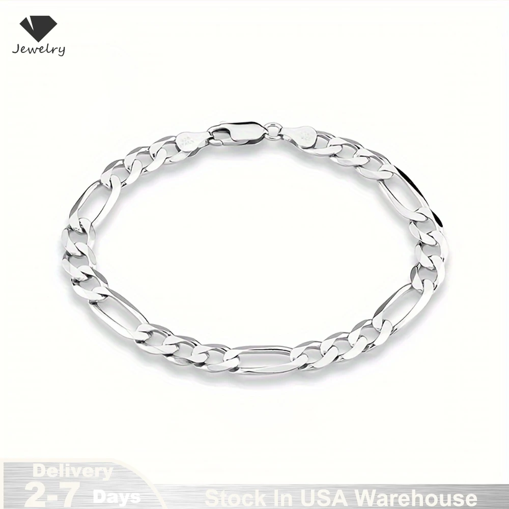 S925 Sterling Silver Men's Hip Hop Bracelet – Sideways Figaro & Whip Chain