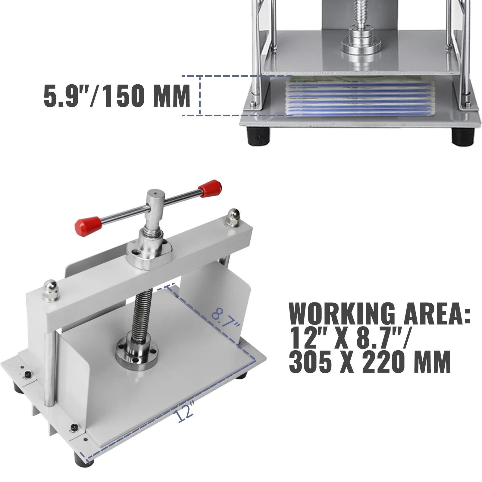 VEVOR Manual Paper Press Machine 12x8.6 inch for A4 Papers 10cm Thickness Steel Frame Paper Press Machine Papermaking Book Press - Image 3