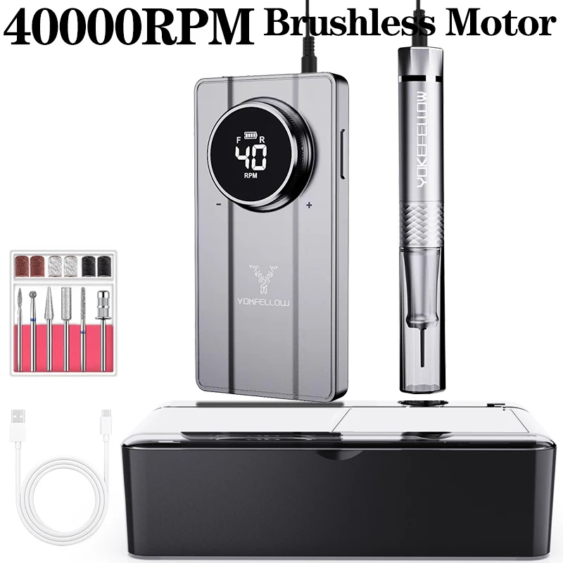 Professional 40000RPM Brushless Nail Drill – Rechargeable with Storage Box - Image 7