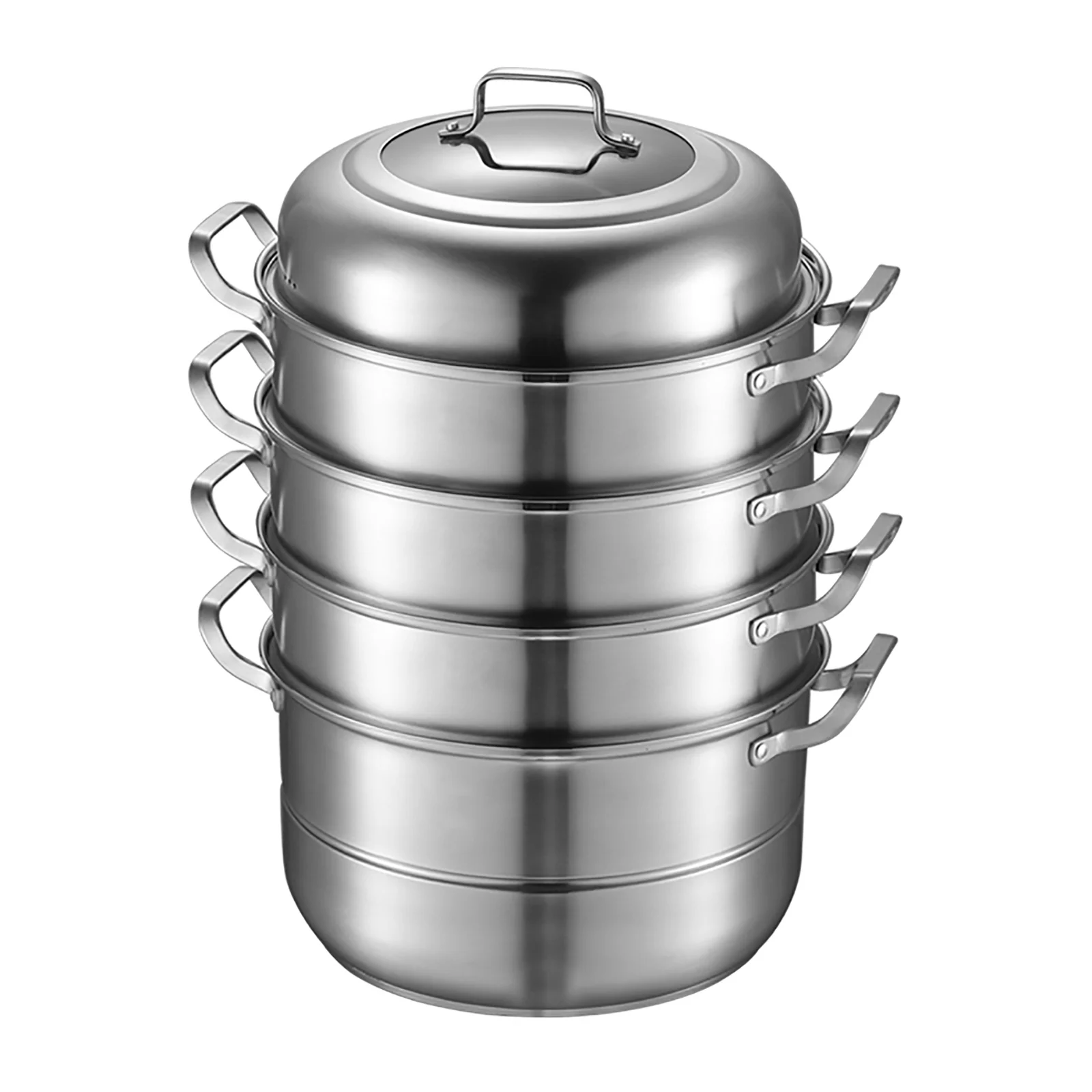 304 Stainless Steel Steamer Pot - 2.38 Gallon, 3-Tier Design for Soup & Steaming