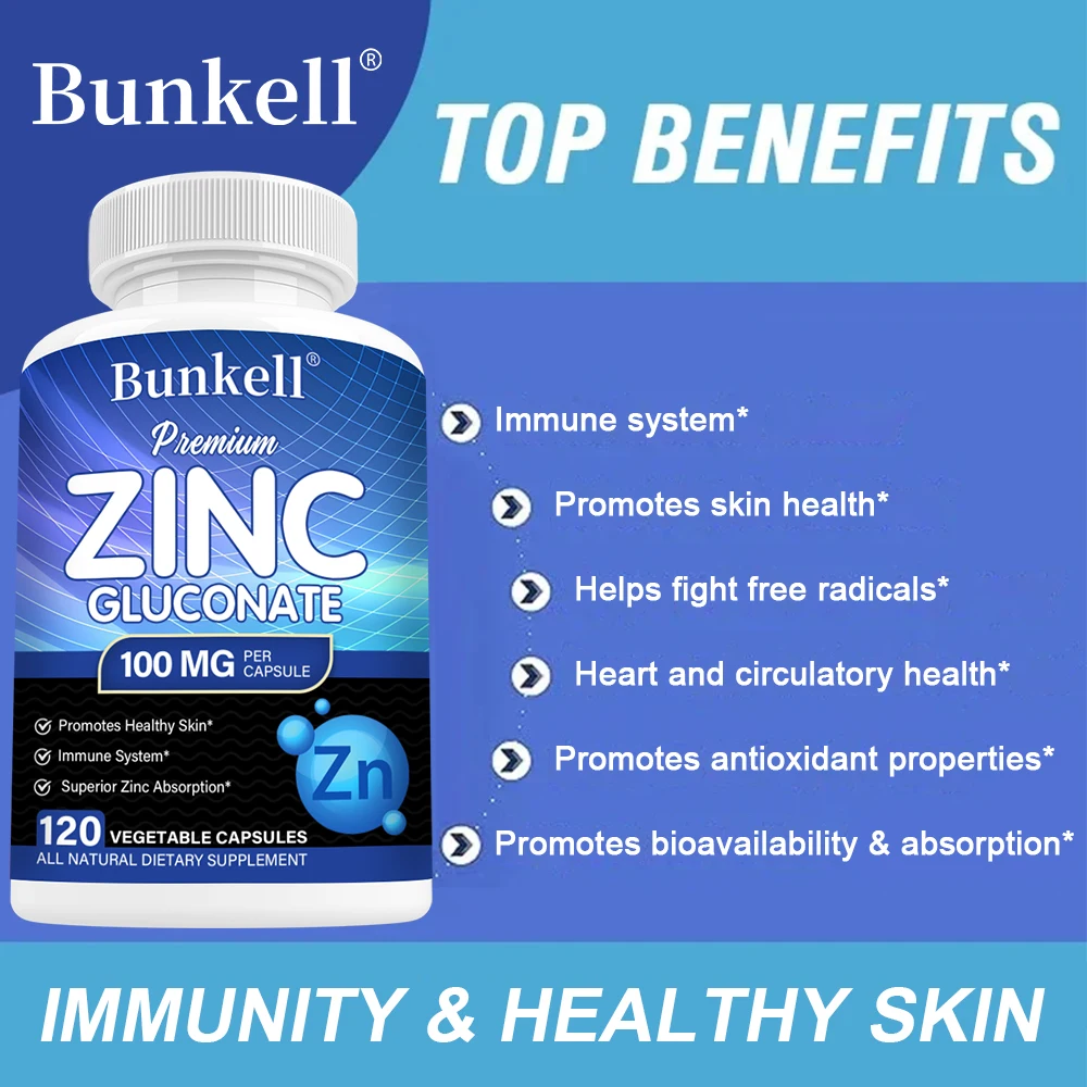 Zinc Gluconate 100mg for Immune Support, Skin & Heart Health, Antioxidant - Image 5