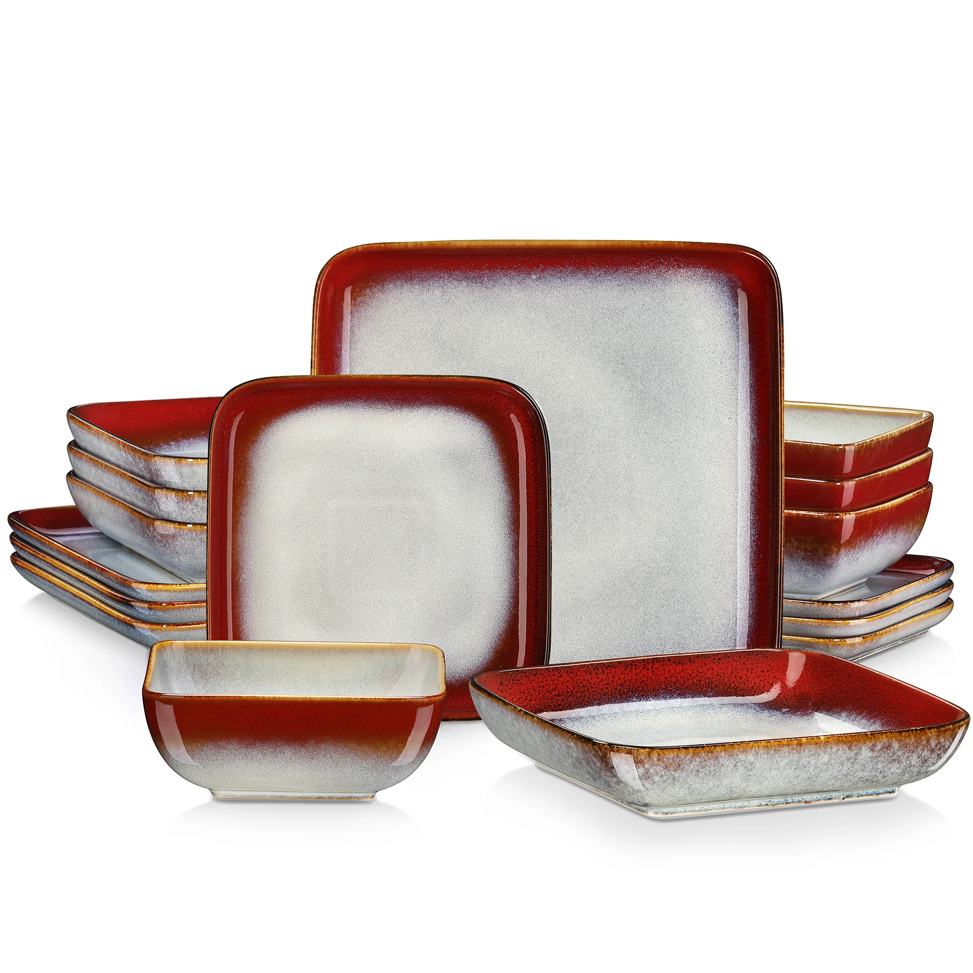 Vancasso Stern 16-Piece Blue Square Dinner Set - Kiln-Change Glaze Ceramic Tableware for 4 - Image 10