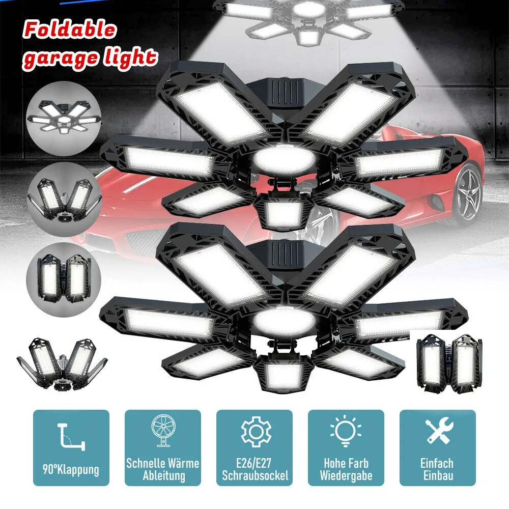 120W LED Garage Light – Adjustable Panel Ceiling Lamp for Workshop & Garage