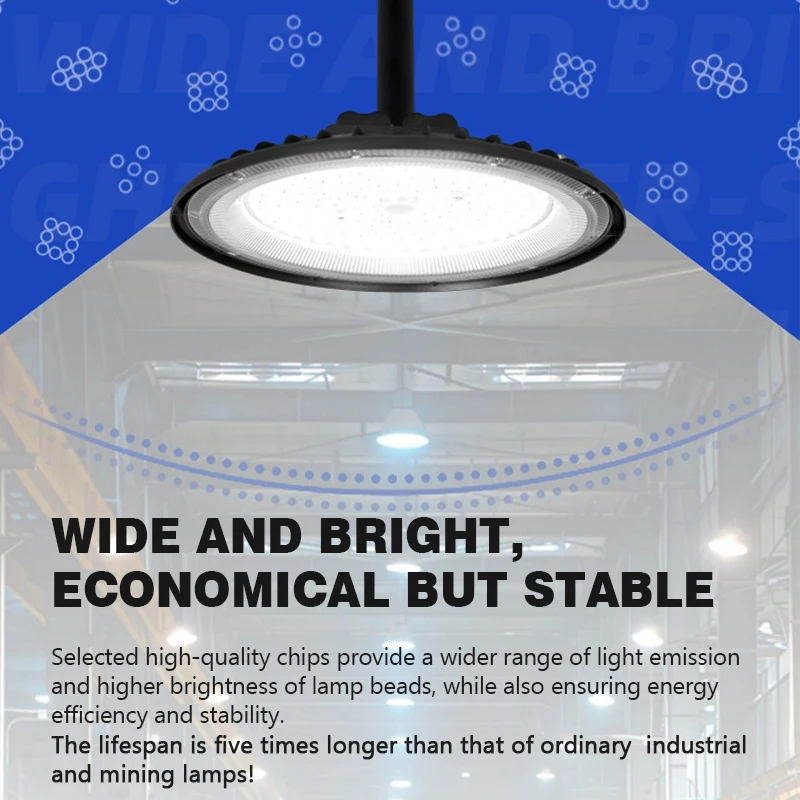 High Brightness UFO LED Light – 100W–300W 6000K Industrial Garage Lamp - Image 4