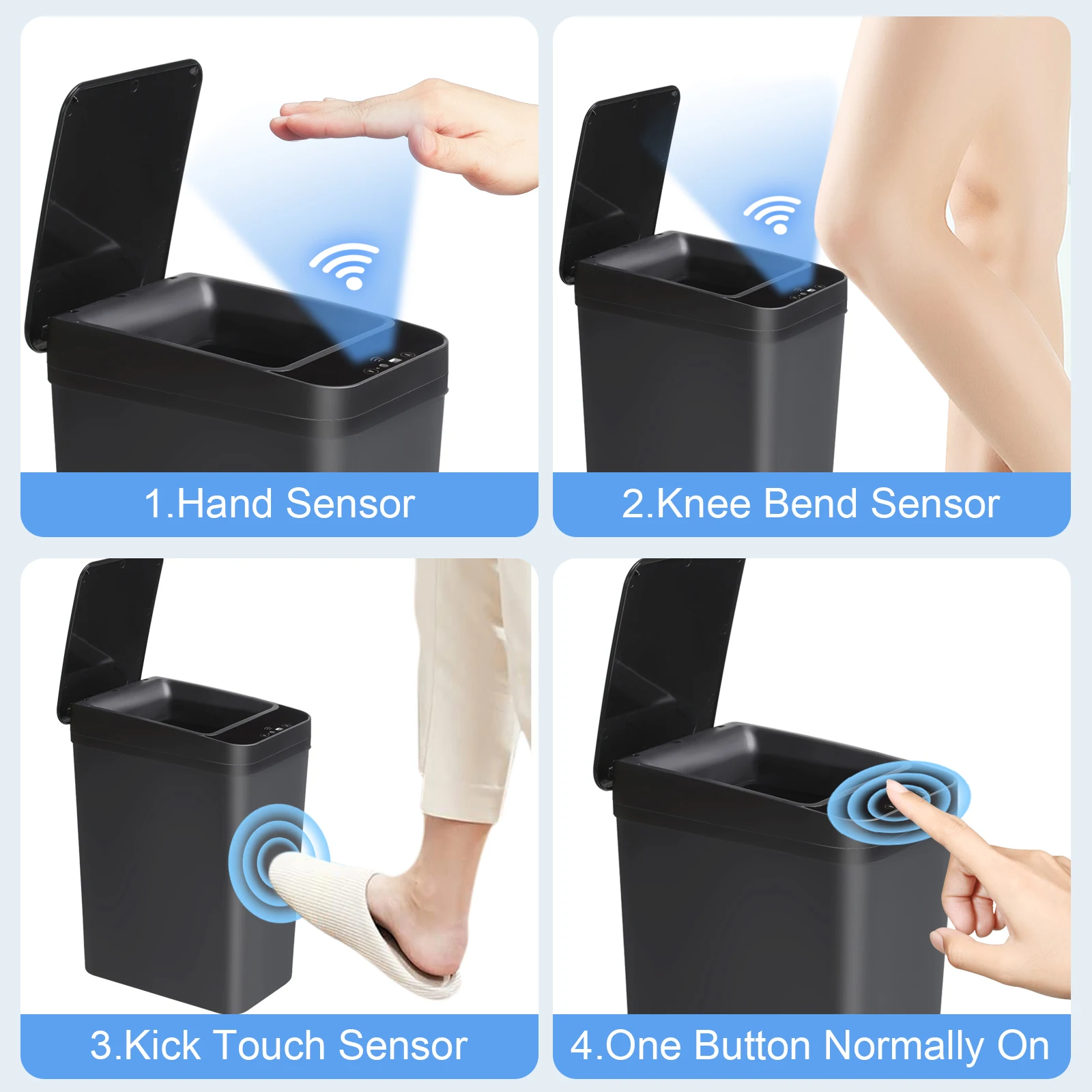 2-Pack 12L Touchless Motion Sensor Trash Cans – Automatic Slim Bathroom & Office Garbage Bins - Image 6