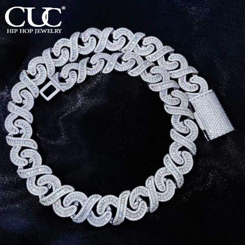 Iced Baguette Infinity Link Chain – Silver CZ Hip Hop Choker Necklace