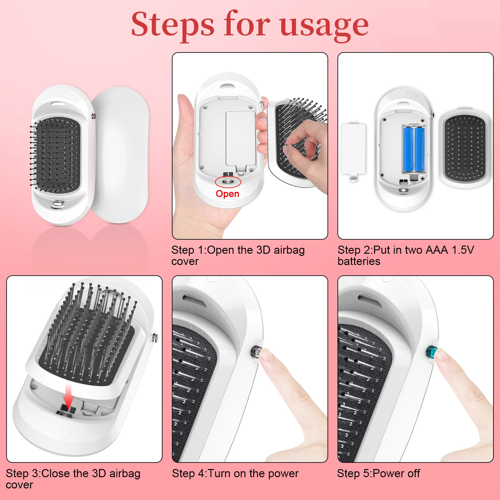 Portable Ionic Hairbrush – Anti-Static Scalp Massager for Frizz-Free Hair - Image 4