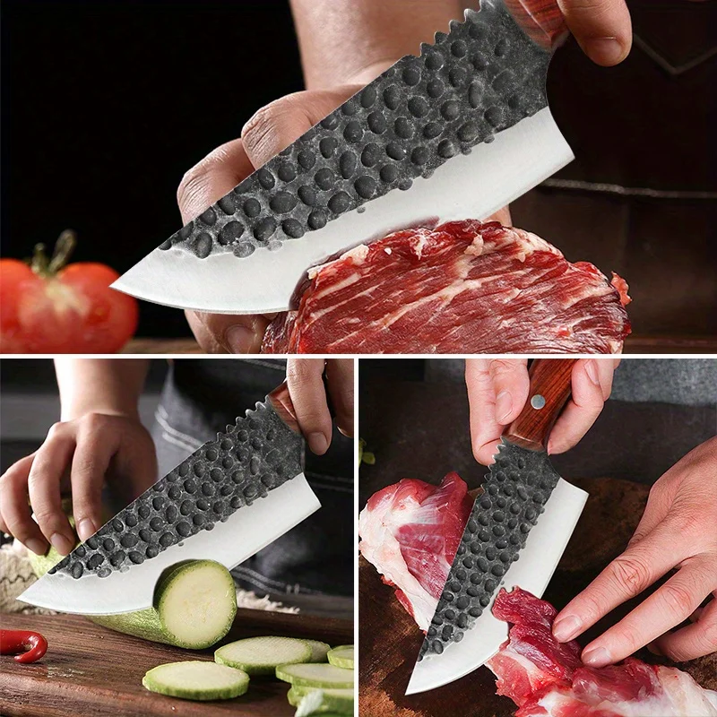 1 PC Stainless Steel Multipurpose Butcher Knife – Handmade Forged Meat Cleaver with Wooden Handle - Image 3
