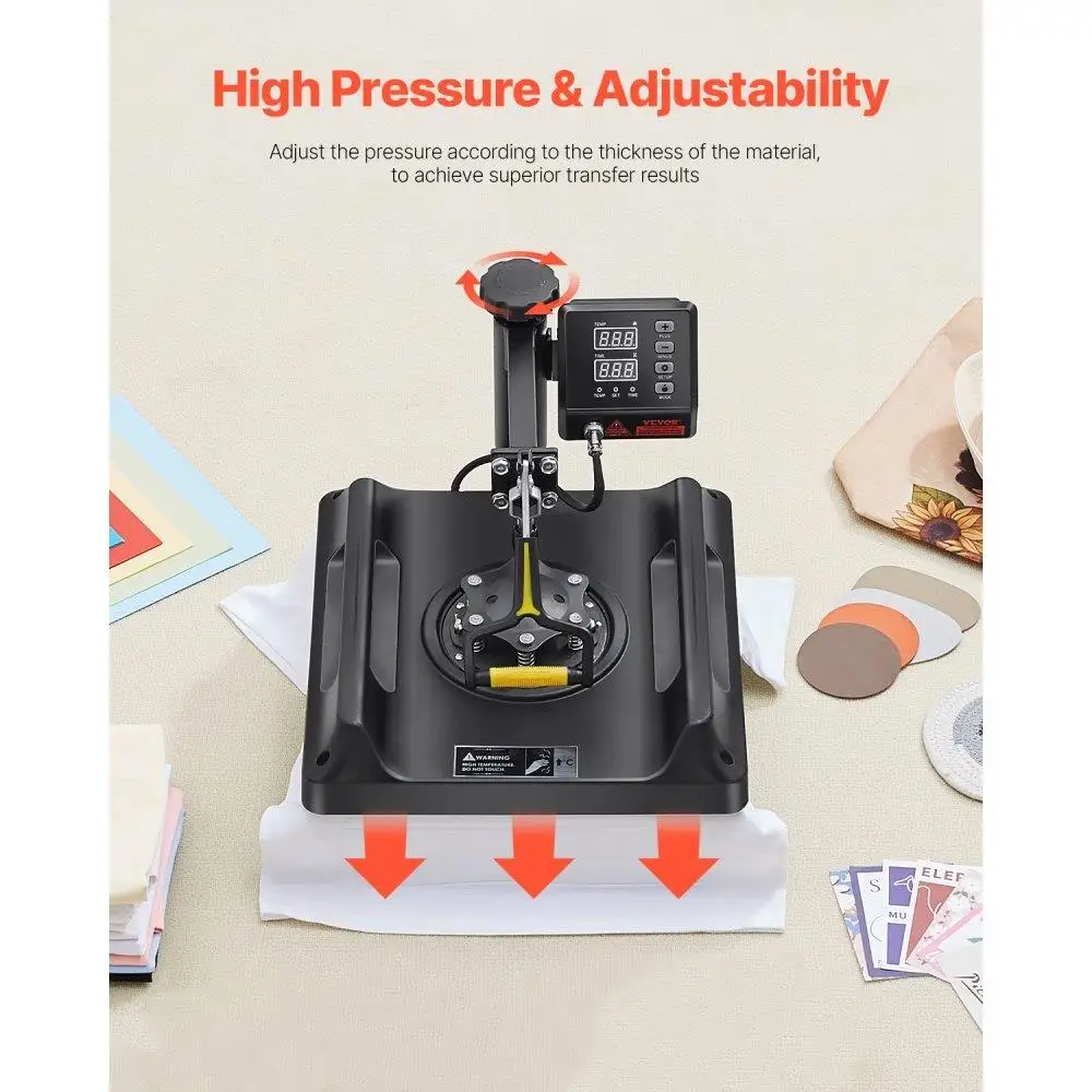 15x15 Inch 8-in-1 Heat Press Machine for Sublimation Printing, Black - Image 4