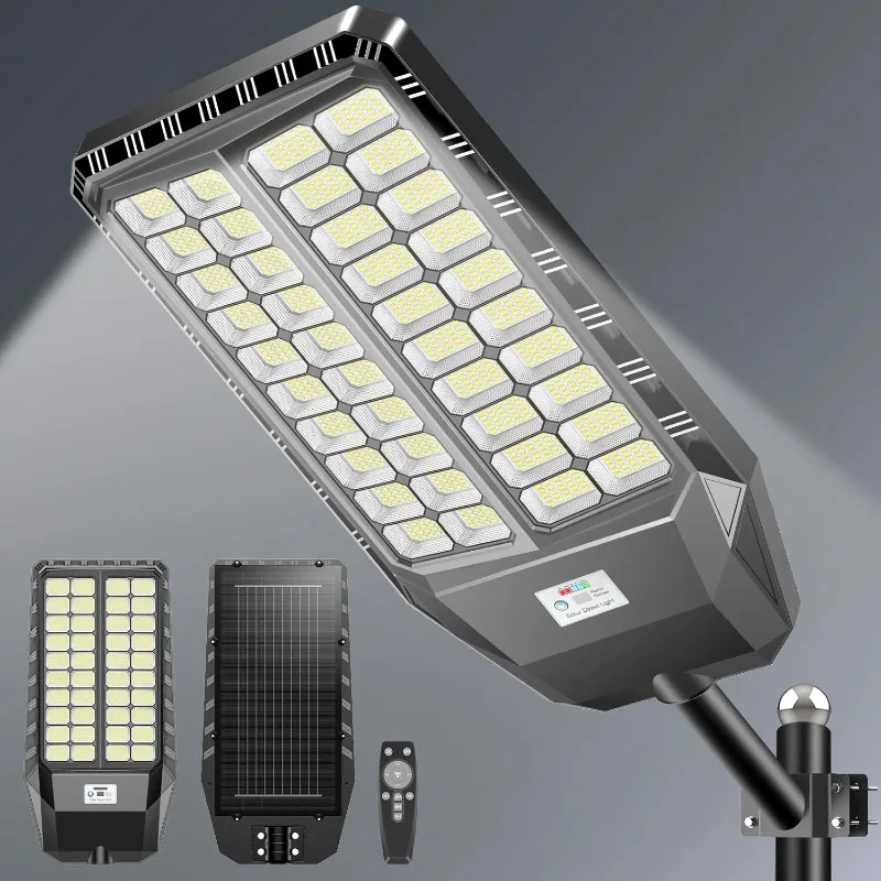 9000W Solar Flood Lights – Waterproof Outdoor Commercial Street Lights with Dusk-to-Dawn Sensor