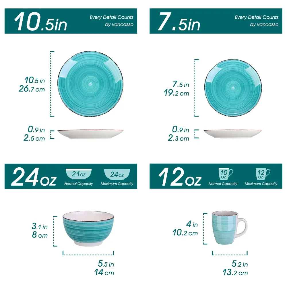 Vancasso Bella 16PCS Porcelain Dinnerware Set Vintage Ceramic Plate Set with Dinner Plate Dessert Plate Bowl Mug - Image 2