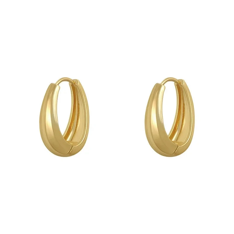 2024 Classic Copper Alloy Smooth Metal Hoop Earrings – Korean Fashion for Daily Wear - Image 6
