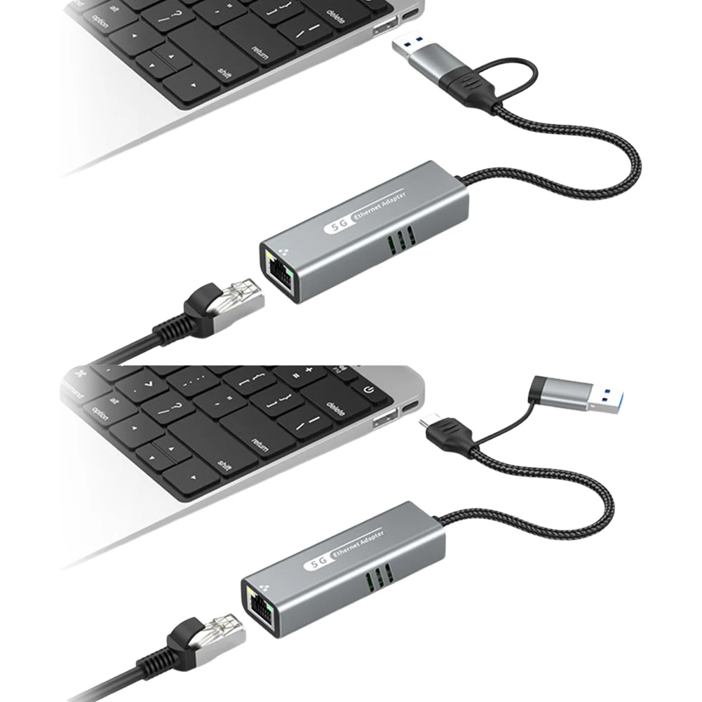 USB-C to Ethernet Adapter 5Gbps RJ45 Converter for Windows & Mac OS