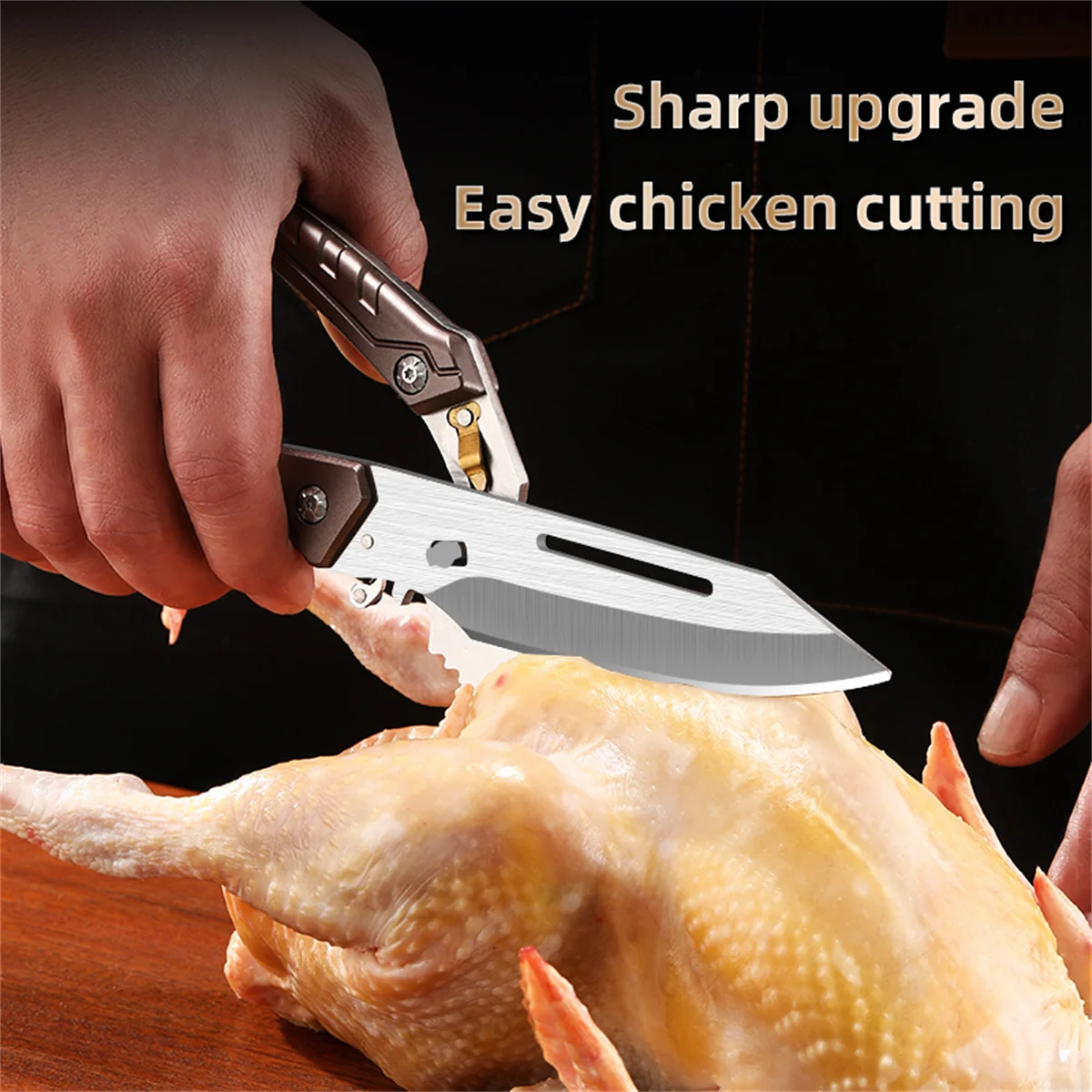 Heavy‑Duty Stainless Steel Poultry Shears – Spring‑Loaded Kitchen Scissors