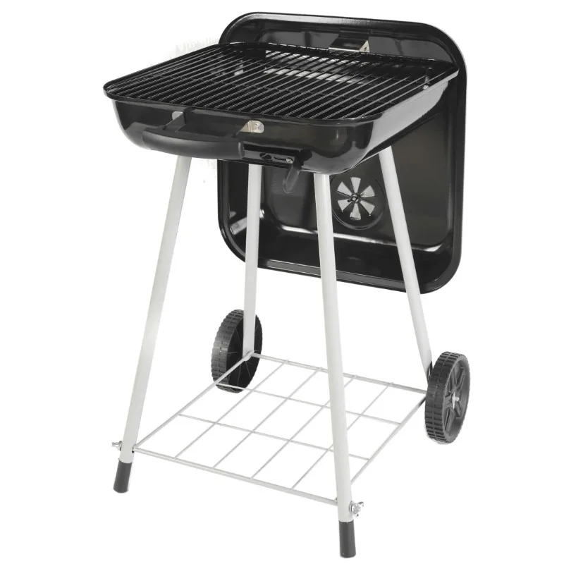 17.5" Square Steel Charcoal Grill on Wheels - Durable & Easy to Clean for Yard Parties - Image 4