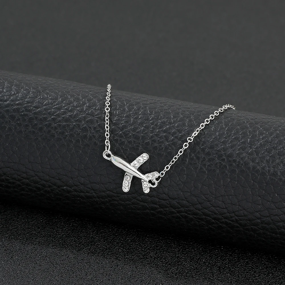 14K Solid Gold Airplane Charm Bracelet – Dainty Travel Gift for Her - Image 2