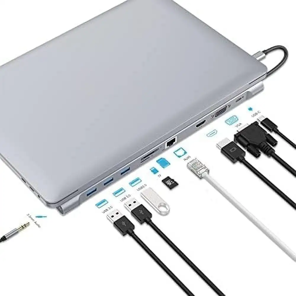 10-in-1 USB C Docking Station, 4K HDMI & VGA Hub for Laptop Adapter - Image 4