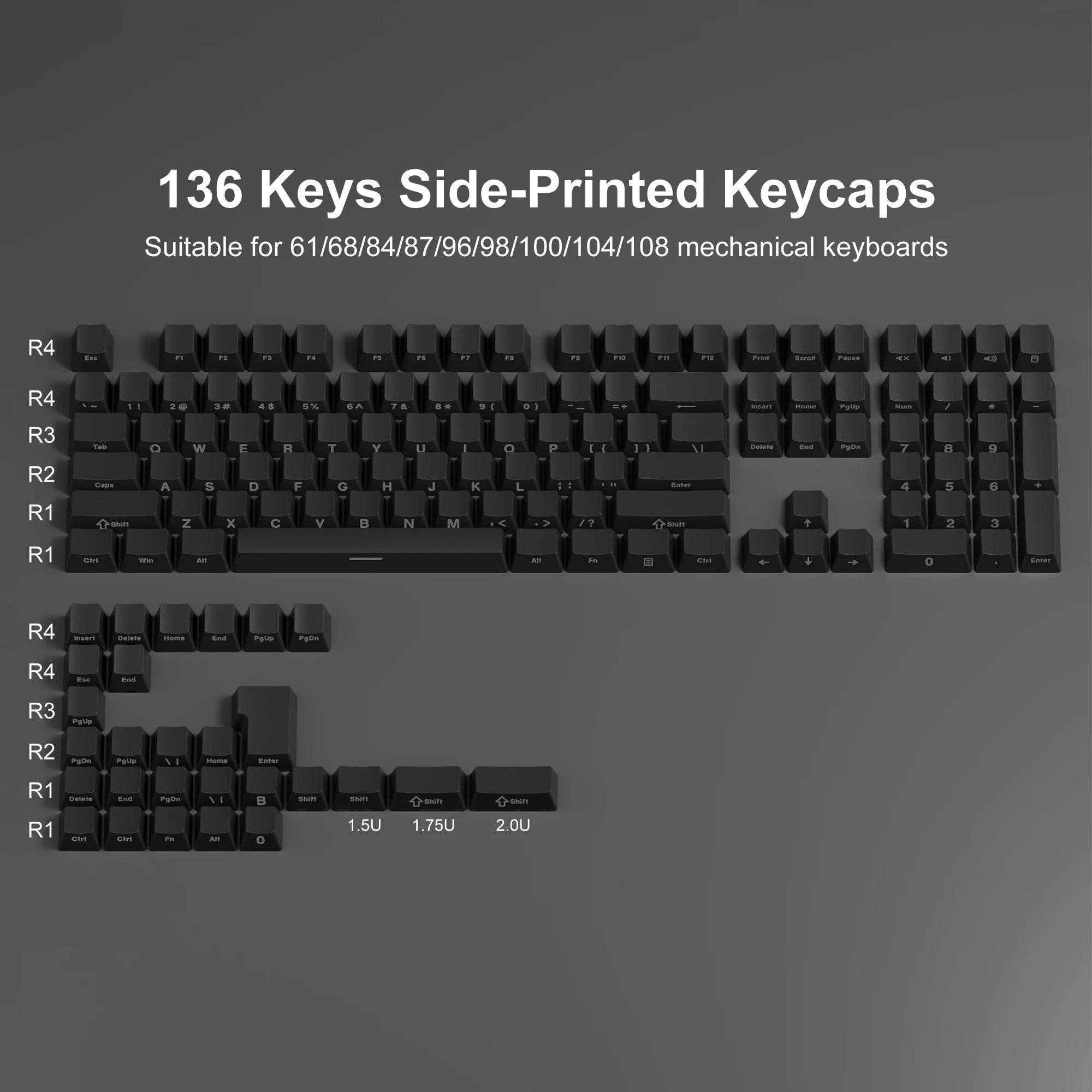 136 Key PBT Double Shot Backlit Keycaps for MX Mechanical Keyboard 61-108 Keys - Image 30
