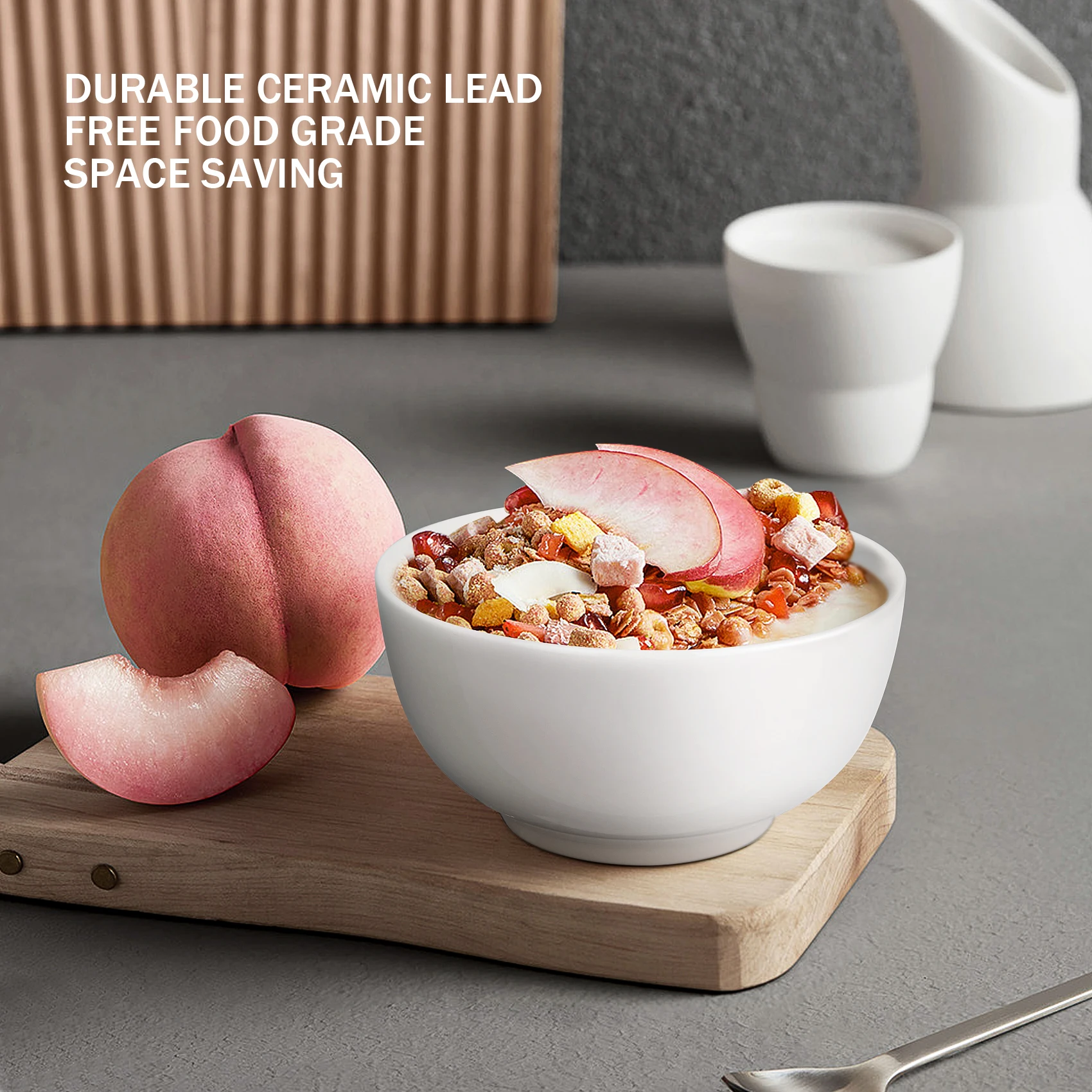 10oz Porcelain Bowl Set 8-Pack – Premium White Ceramic for Soup, Salad & More - Image 4