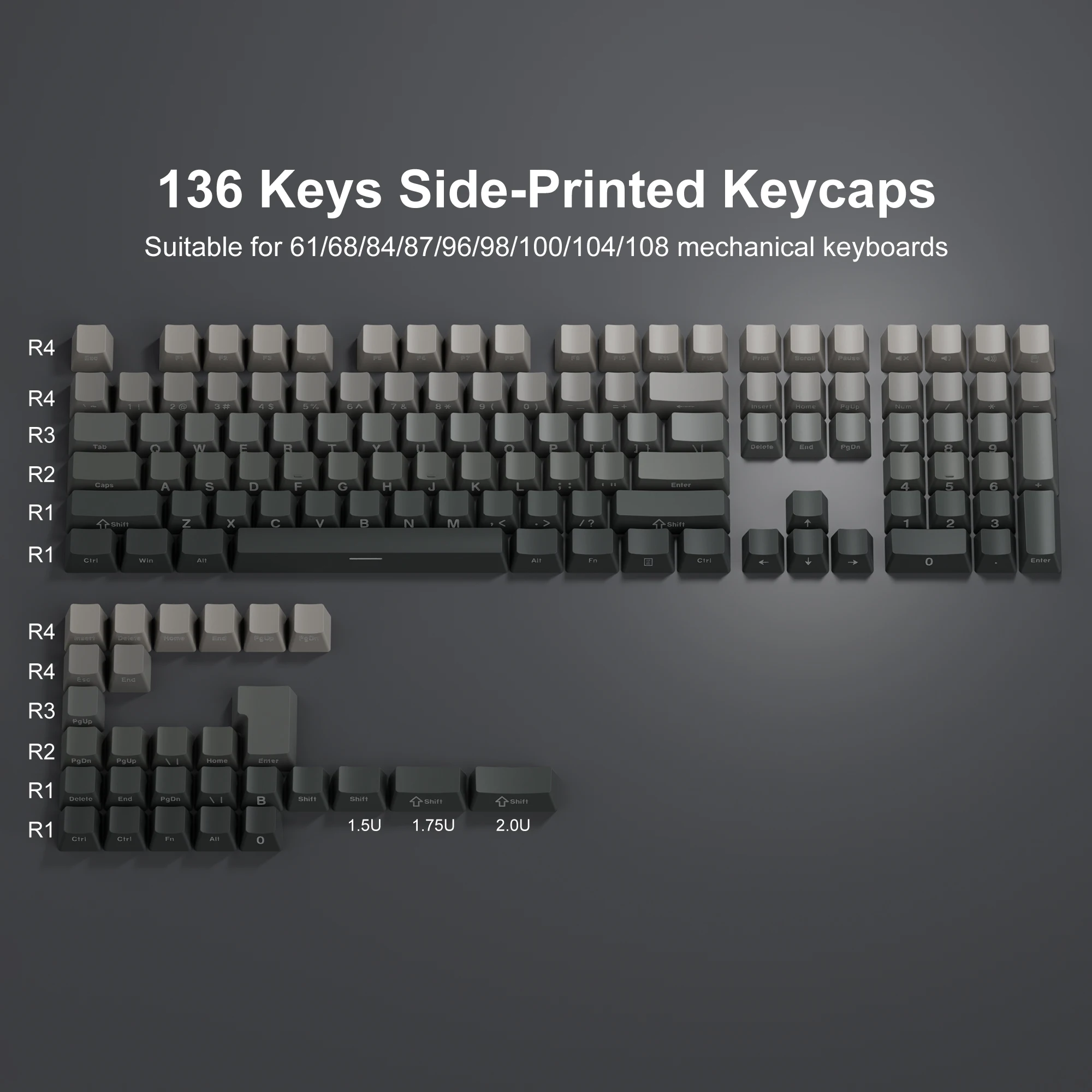 136 Key PBT Double Shot Backlit Keycaps for MX Mechanical Keyboard 61-108 Keys - Image 3