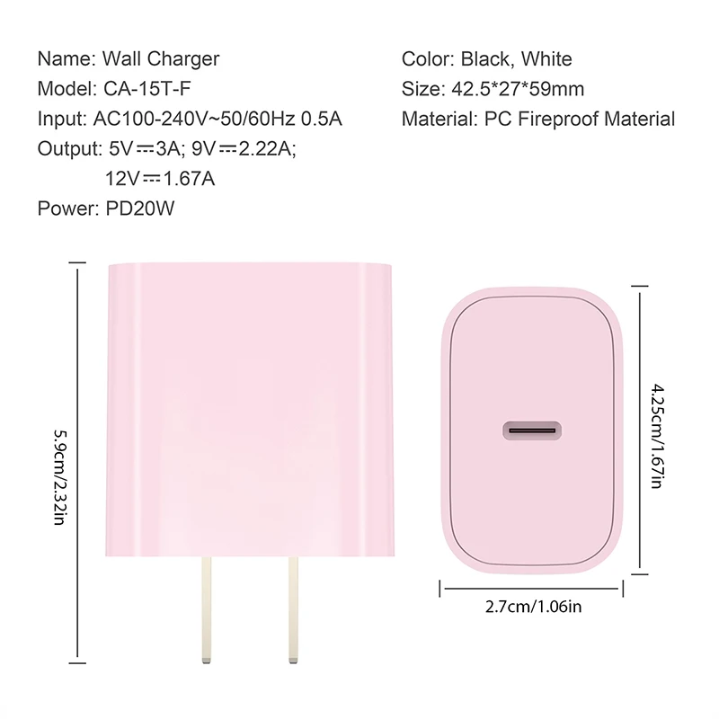 20W PD Fast Charger 2-Pack US Plug for iPhone 14/13/12/11 with Cable - Image 6