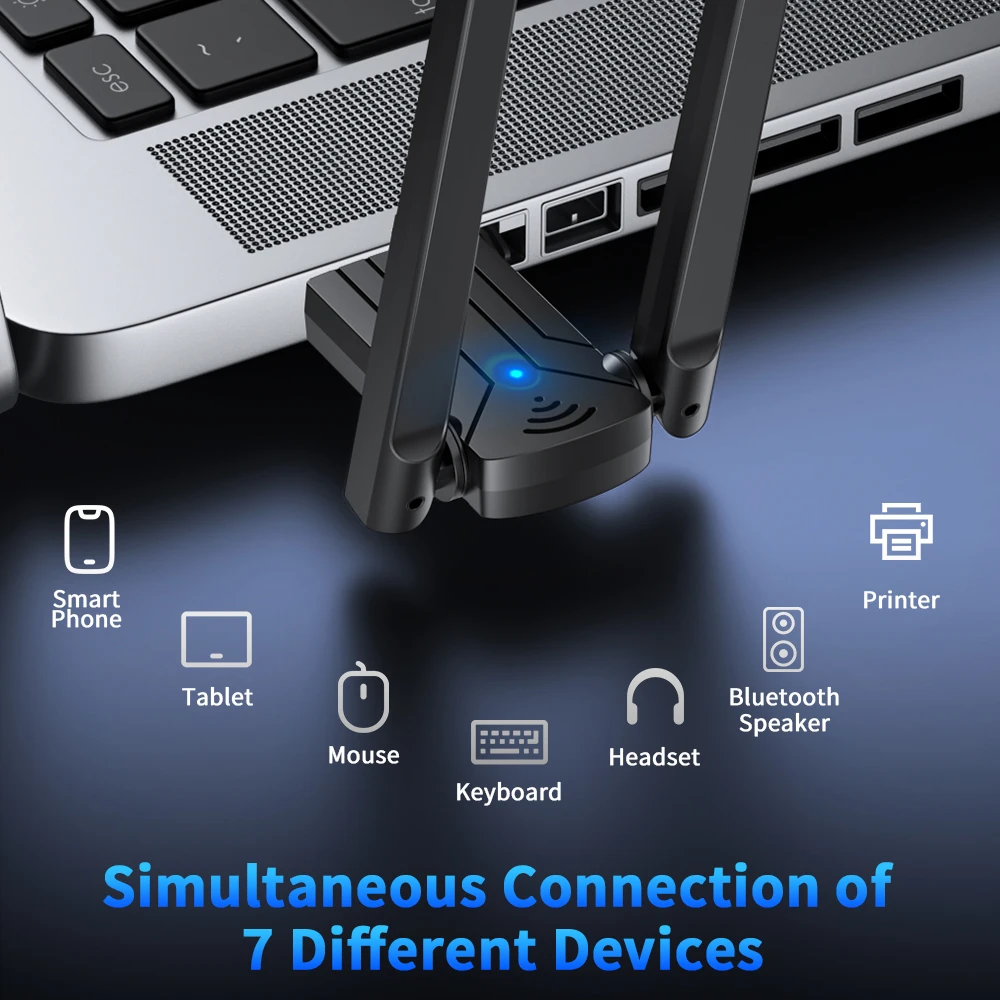 ZEXMTE Long Range USB Bluetooth Adapter, 5.4 USB Dongle with High Gain Antenna - Image 2