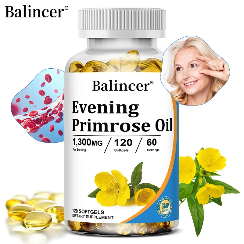 Evening Primrose Oil 1300mg Softgels – Supports Skin Health & Hormonal Balance