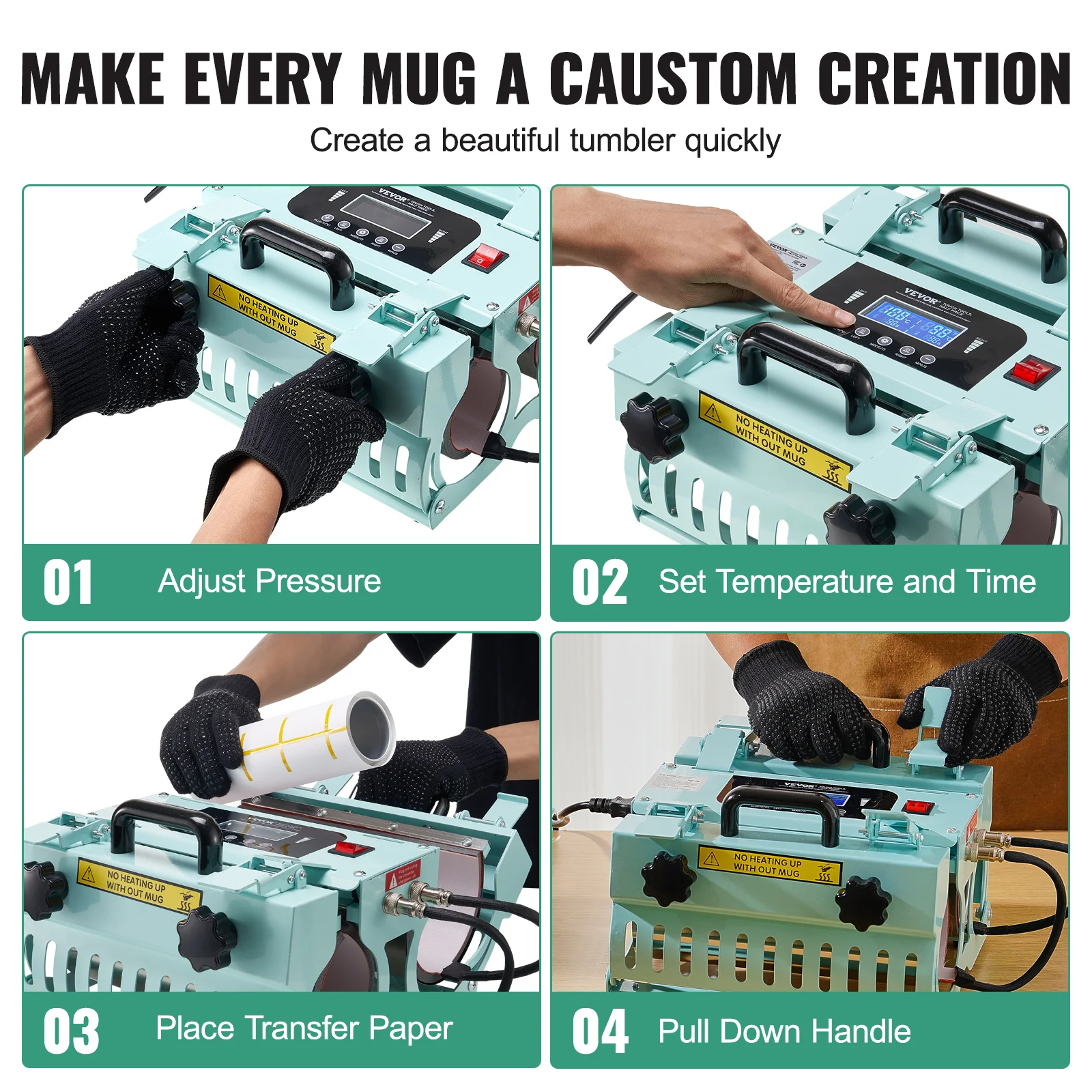 VEVOR Tumbler Heat Press Machine 2 Station Heaters 11-30oz Mug Press Tumbler Press for Sublimation Tumblers Cups and Mug 19.6lbs - Image 6