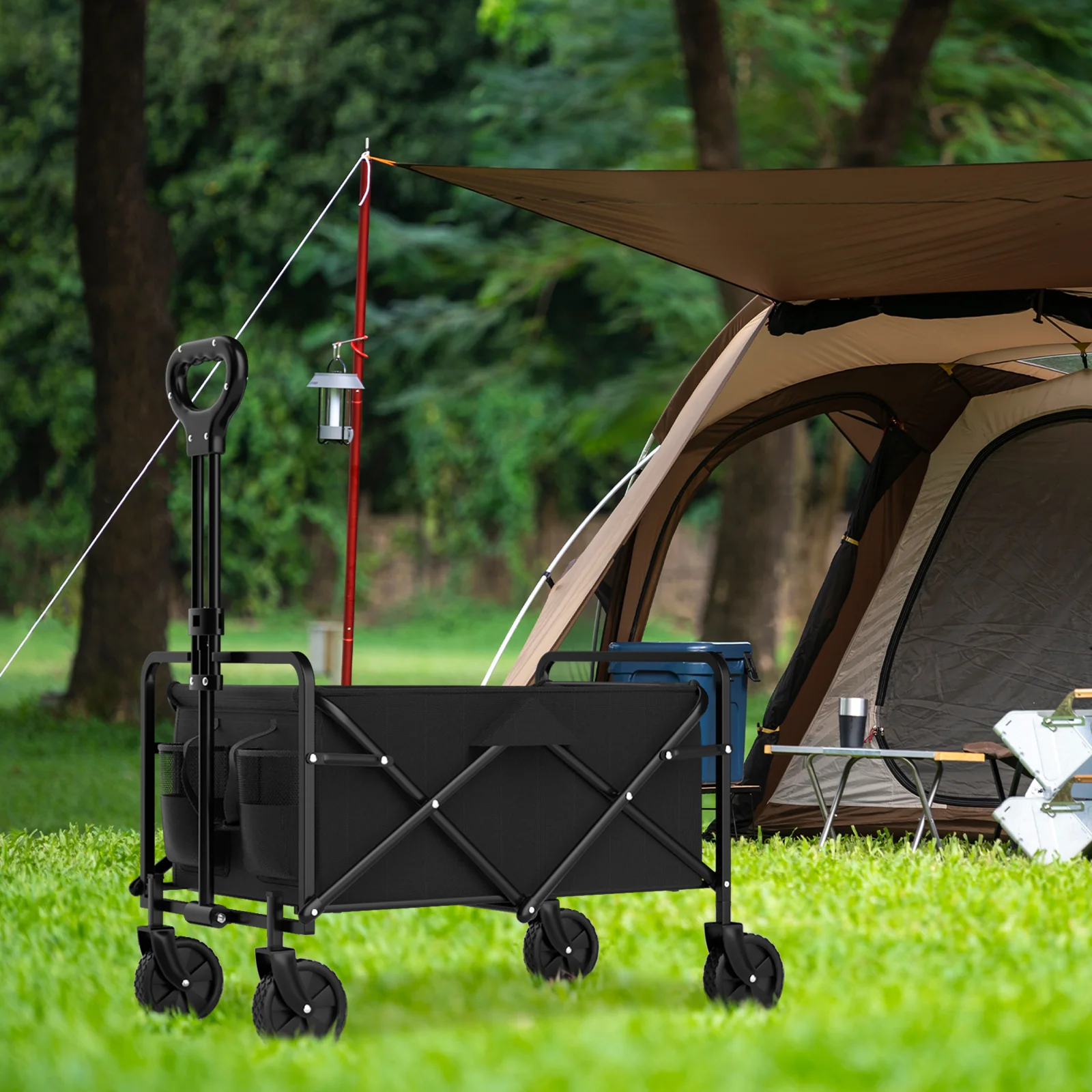 Garden Handcart with 4 Foldable Wheels, Portable for One-Handed Cargo Transportation - Image 4