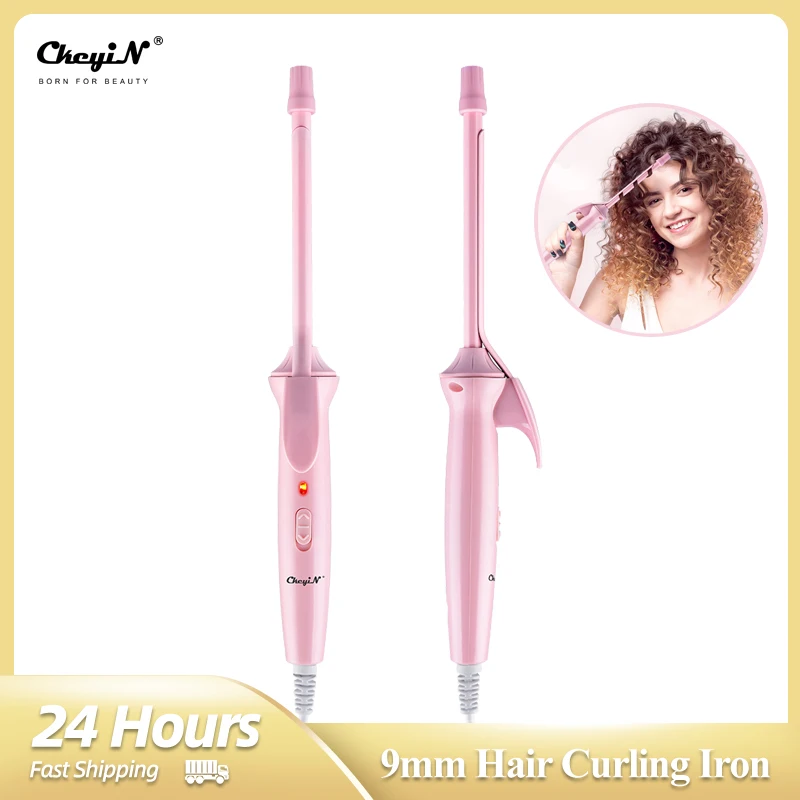 CkeyiN Mini Hair Curling Iron – 9mm Ceramic Curler Wand for Professional Styling