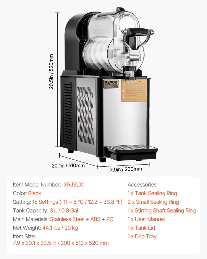 VEVOR 36L Triple-Tank Slushy Machine – Stainless Steel Margarita & Smoothie Maker - Image 9