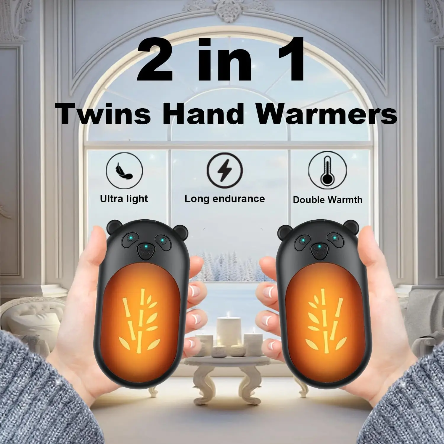 Winter Essential 2-in-1 Hand Warmer, Double-Sided Heating, Portable for Winter Outings - Image 4