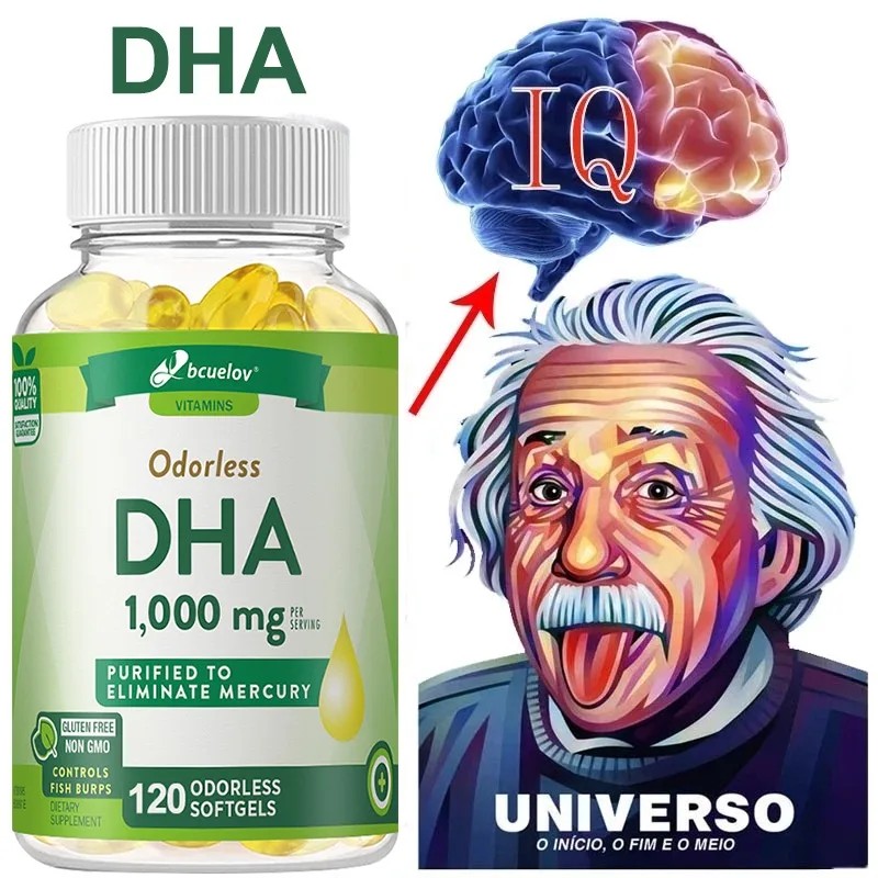 DHA Fish Oil Omega-3 1240mg - Supports Brain Health & Focus, Mercury-Free