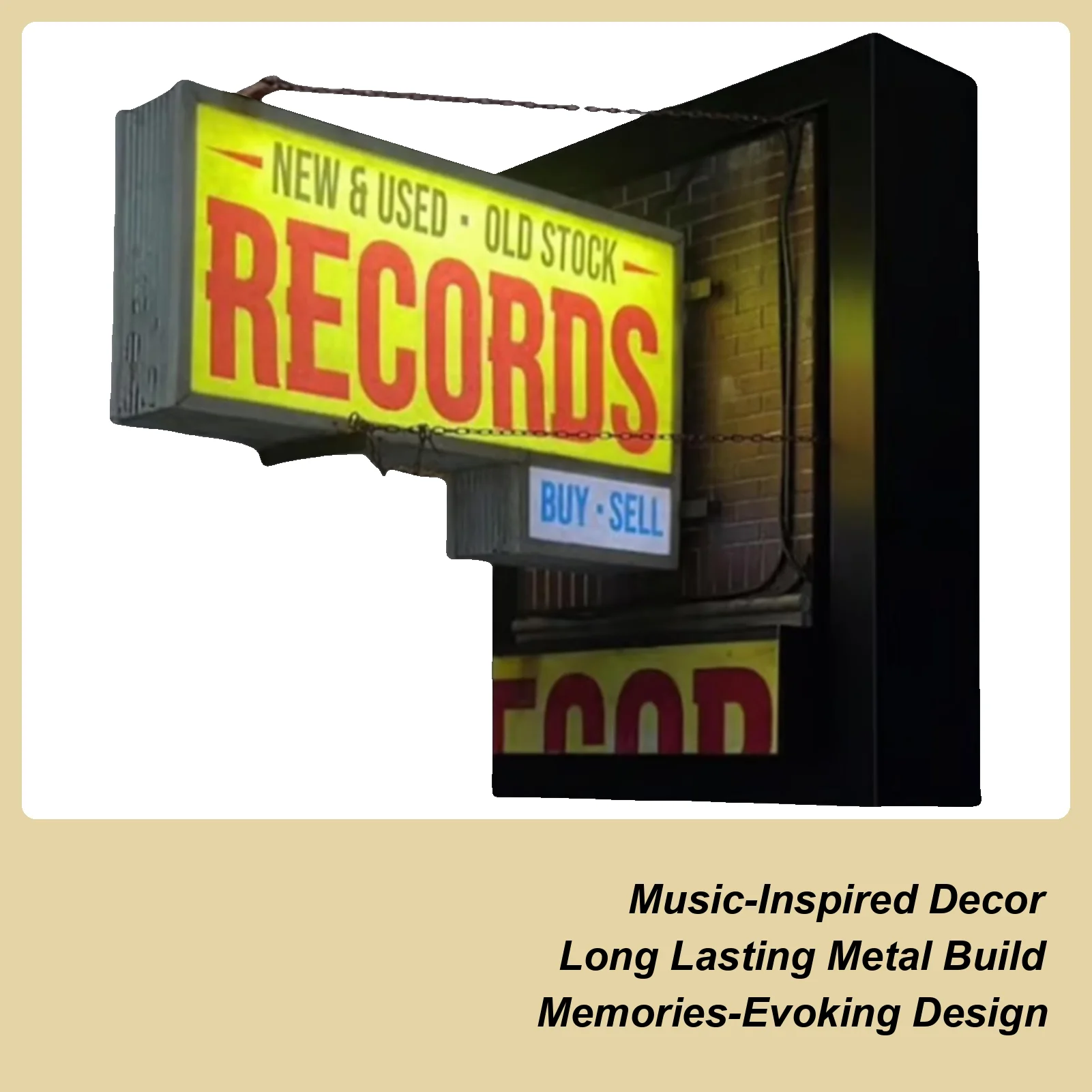 Retro Record Store Wall Light – LED Sconce for Bedroom & Music Decor