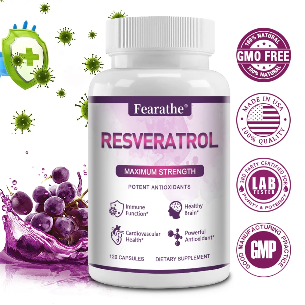 Fearathe Resveratrol Capsules - Supports Heart, Brain, Immunity & Anti-Aging