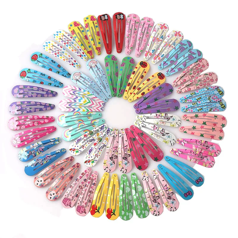 50-Piece Cartoon Animal & Fruit Hair Clip Set – Colorful Barrettes for Girls