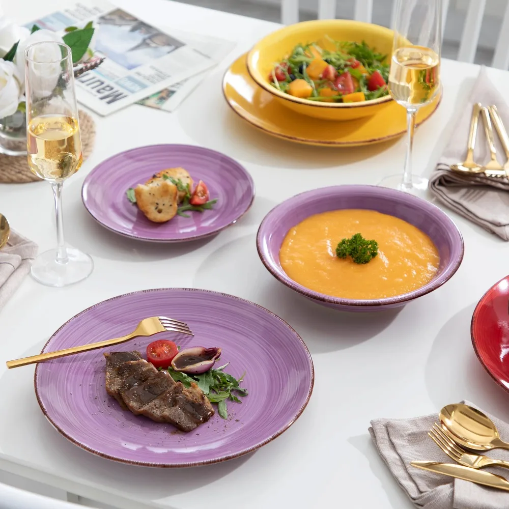 Vancasso Bonita 18‑Piece Multicolor Stoneware Dinnerware Set – Spiral Plates Bowl - Image 2