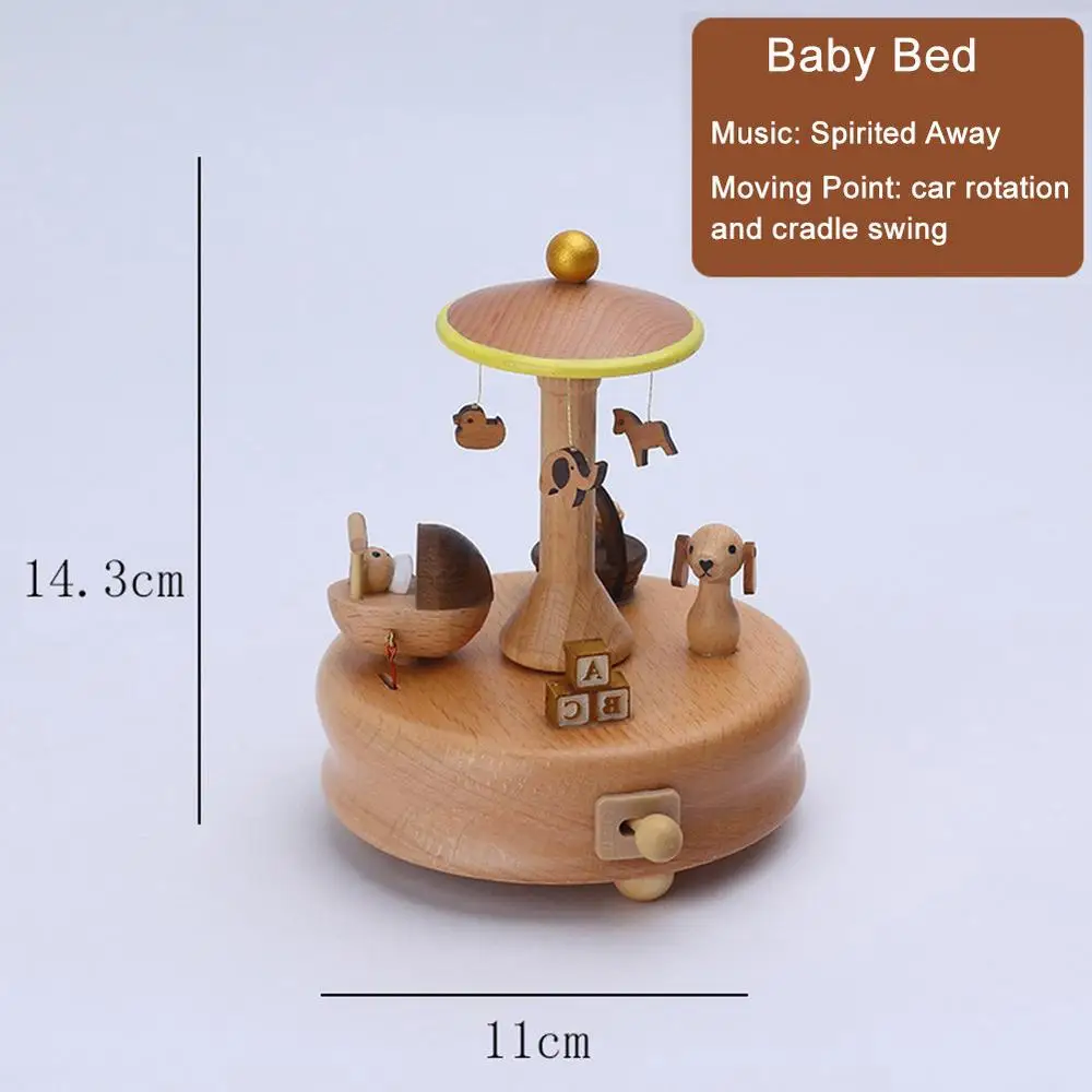 Wind Up Musical Box Retro Wooden Music Box New Year Xmas Birthday Gift Vintage Carousel Ferris Wheel Home Decoration Accessories - Image 12