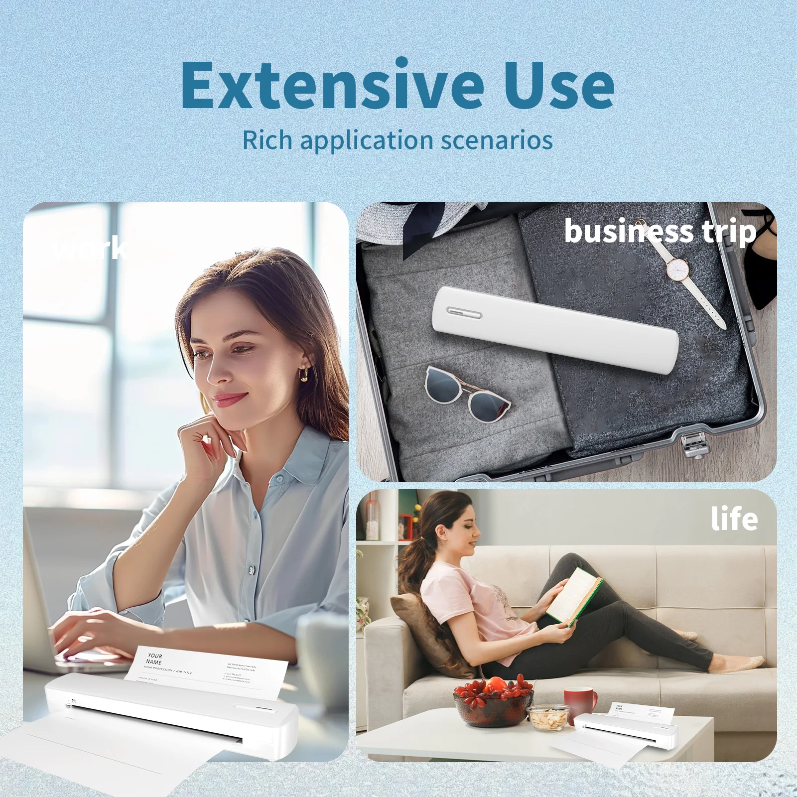 Portable Printer Wireless Inkless Thermal A4 C80 300DPI US-letter Mobile Printer Support Android iOS  for Travel Work Home - Image 2