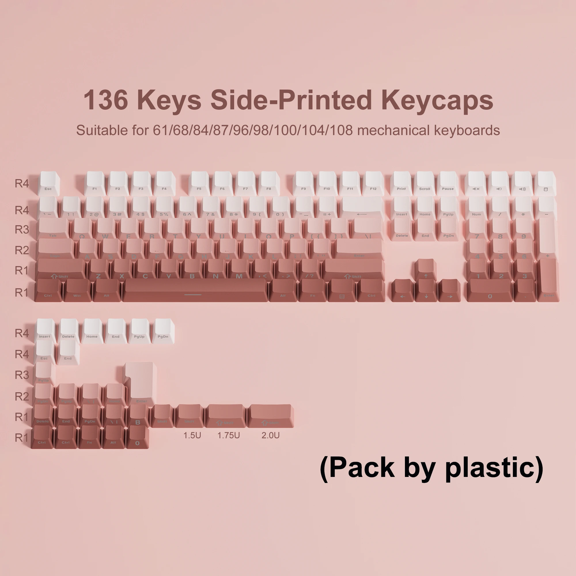 136 Key PBT Double Shot Backlit Keycaps for MX Mechanical Keyboard 61-108 Keys - Image 14