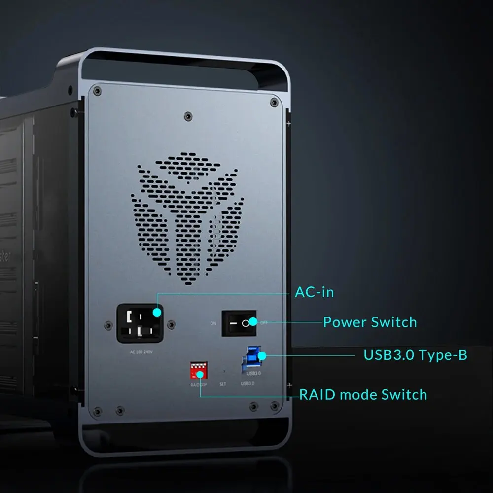 Yottamaster 5-Slot RAID External Hard Drive Enclosure, RGB Silent Fan, SATA HDD/SSD - Image 8