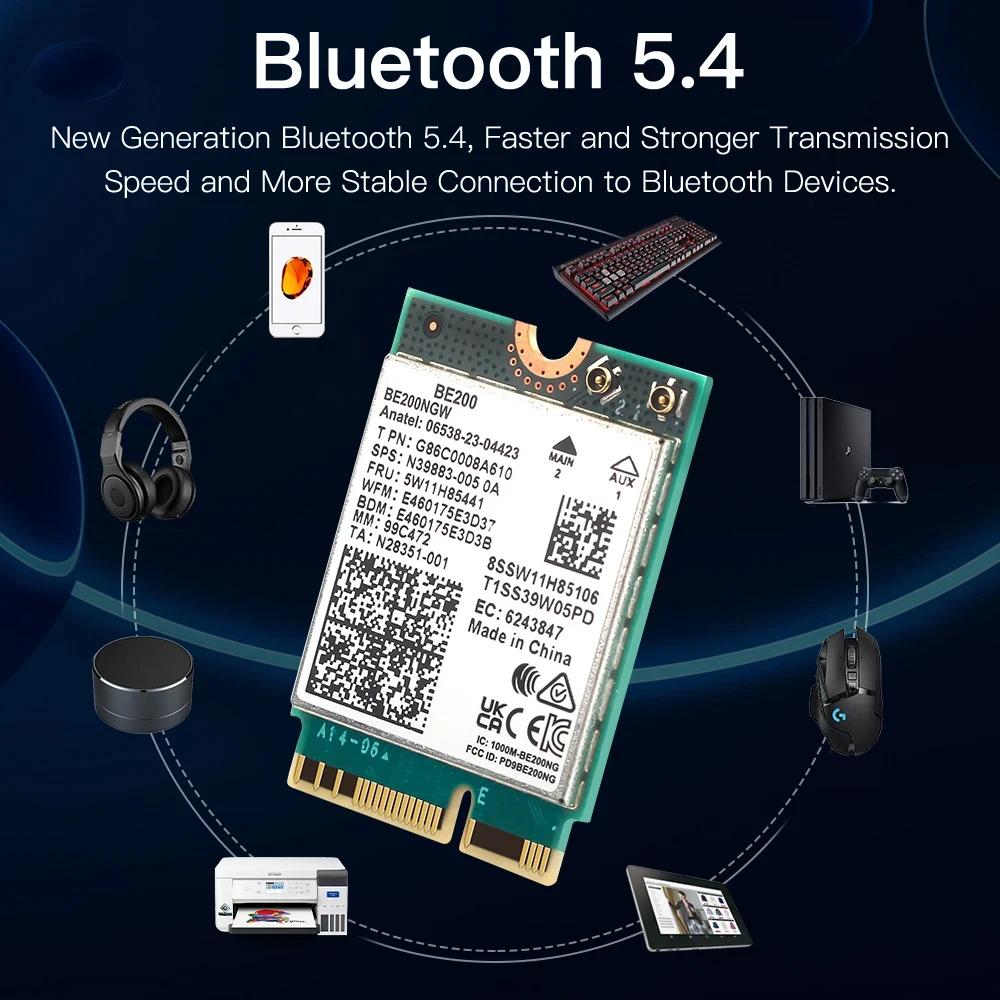 WiFi 7 BE200 Bluetooth 5.4 Triple Band M.2 Adapter for Desktop/Laptop - Image 4