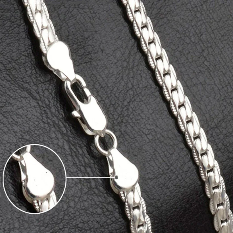 20-60cm Silver Luxury Brand 6mm Necklace Chain Women Men Fashion Wedding Engagement Jewelry