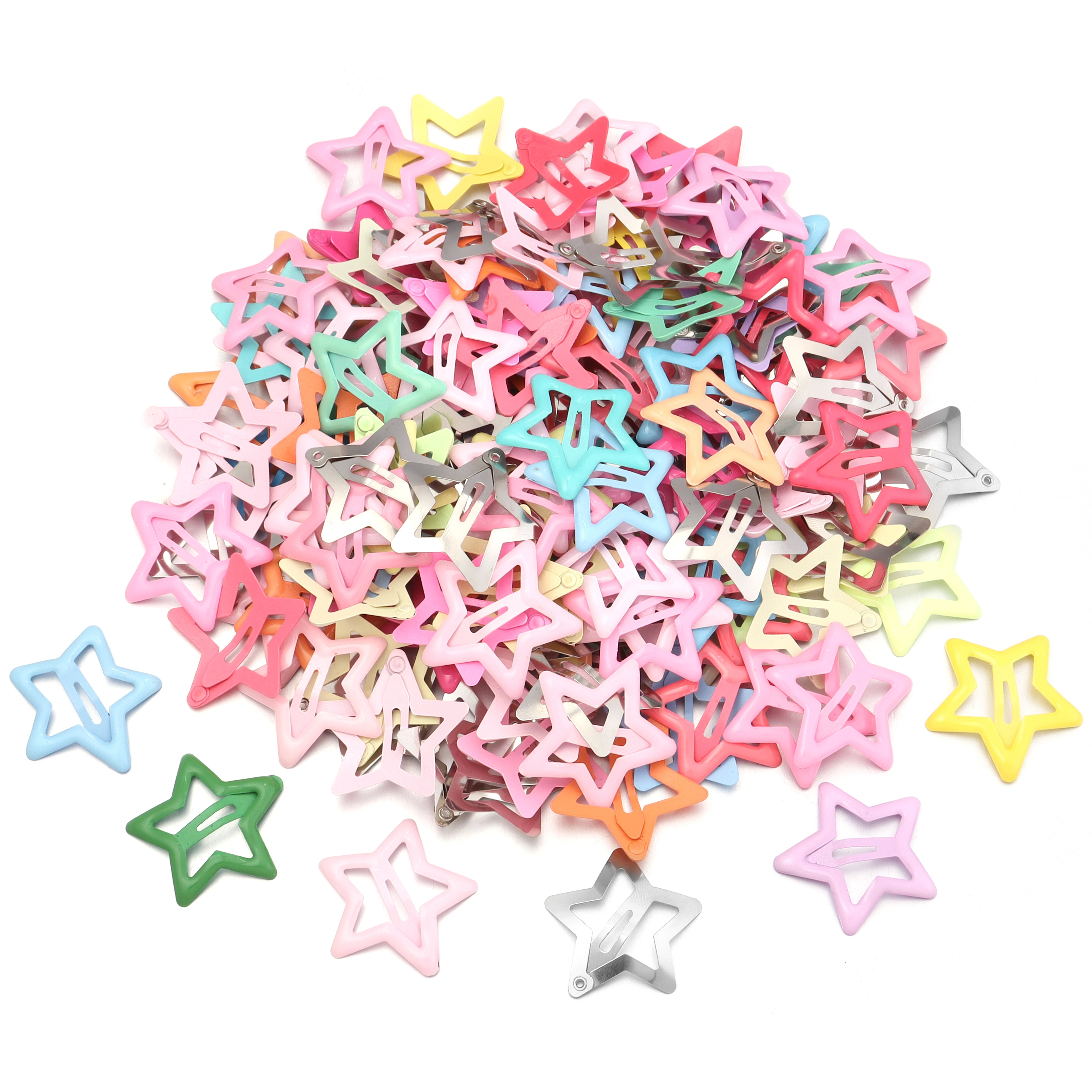 50pcs Colorful Star BB Hair Clips – Y2K Cute Metal Snap Barrettes for Women & Girls