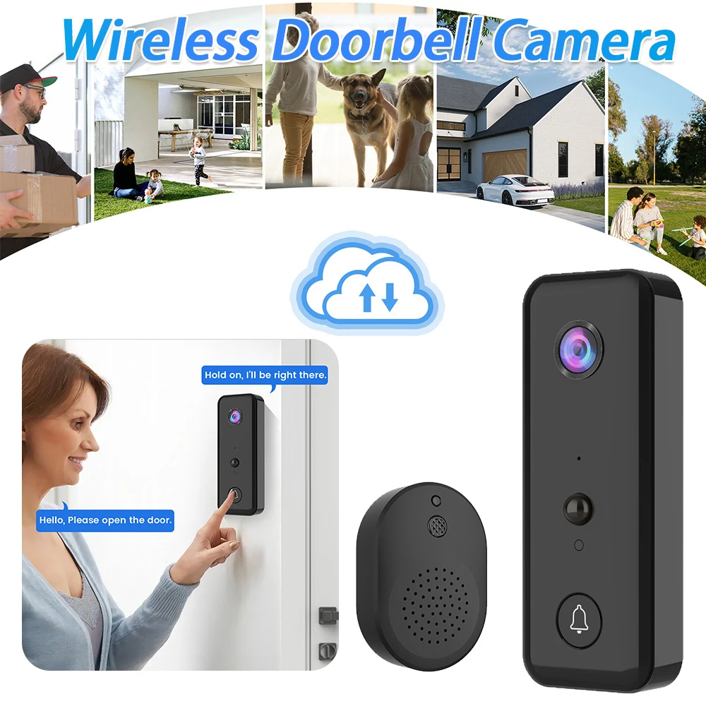 Wireless Doorbell Camera with 2-Way Audio & PIR Motion Detection for Home